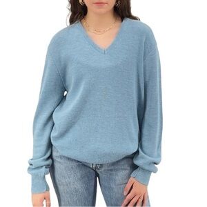 Vintage Robert Bruce V-Neck Pullover Sweater Solid Light Blue SOFT Unisex | Sz L